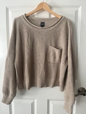 GAP 100% cotton roll neck sweater tan sz Large